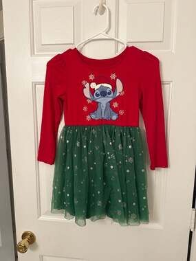 Disney Girls Lilo & Stitch Christmas Holiday Tulle Dress Size 6
